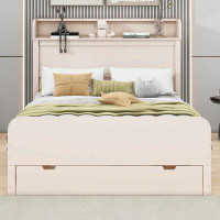 Red Barrel Studio Full Size Platform Bed With Storage Headboard And A Big Drawer