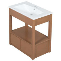 Tandoori 30" Bathroom Vanity with Sink Top, Cabinet with Open Storage Shelf and Two Drawers, Brown