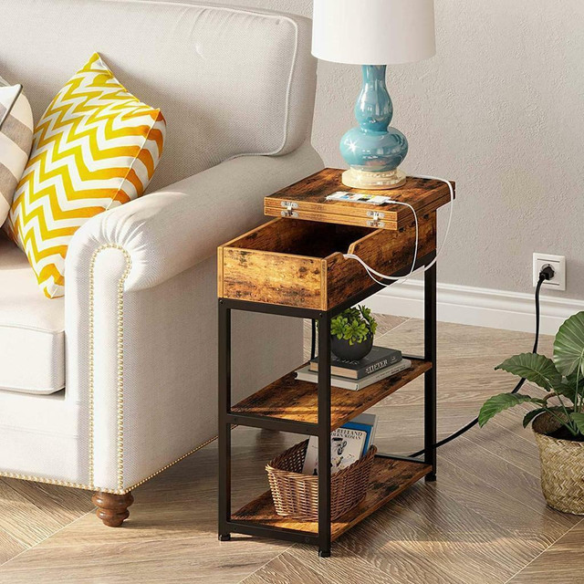 HUGE Discount! Rolanstar End Table with Charging Station Storage Shelf & USB Ports & Power Outlets | FAST, FREE Delivery in Coffee Tables - Image 3