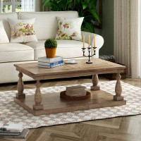 Alcott Hill Rustic Floor Shelf Coffee Table: Functional Storage with a Touch of Charm