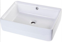Eago - Ceramic Rectangular Vessel Bathroom Sink with Overflow 20x14