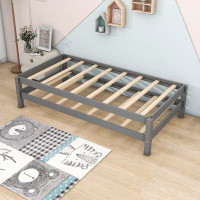 Red Barrel Studio Mahlek Twin Size Wooden Platform Bed, Stackable Bed