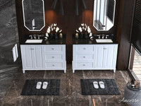 Hannah - 48 Inch Bathroom Vanity ( Off Centered ) w a Black Quartz Top ( Brushed Nickel or Gold Hardware )  ANC