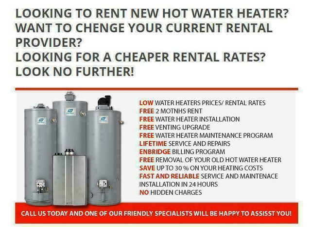 Water Heater Rental - $0 Down - Rent To own - Best Rates in Heating, Cooling & Air in Markham / York Region - Image 2