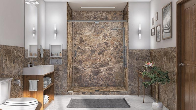 Breccia Paradiso Shower Wall Surround 5mm - 6 Kit Sizes available ( 35 Colors and Styles Available ) **Includes Delivery in Plumbing, Sinks, Toilets & Showers - Image 3