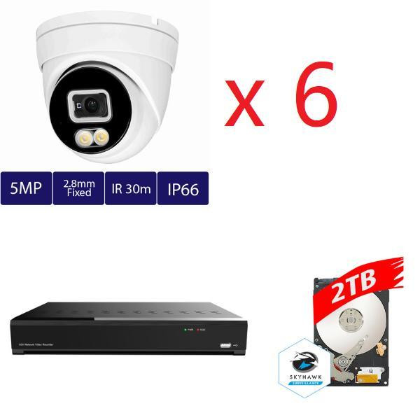 Monthly promo! Aibase 8ch 5MP AI Full Color IP Kit:  NVR-3108-8P-AI+2TB HDD+6pcs IP3135W-A-SI-28-AI in Security Systems