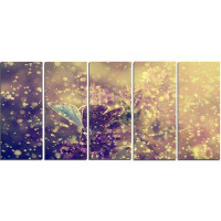 Design Art 'Blue Butterfly and Purple Flowers' 5 Piece Graphic Art on Wrapped Canvas Set