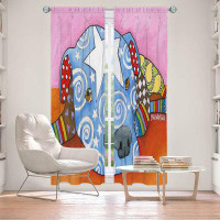 East Urban Home Lined Window Curtains 2-panel Set for Window Size 80" x 82" by Marley Ungaro - Sad Blue Pitbull