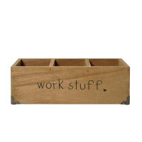 Union Rustic Anayelly Work Stuff Rectangle 3-Opening Wood Desk Organizer - Wood Wash