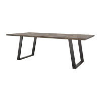 Millwood Pines Arrowyn Rectangular Solid Wood Dining Table in Black and Gray