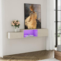 Wrought Studio Floating 59'' TV Stand With Charging Station, 16 Colour Light Wall Mounted Entertainment Centre With Stor