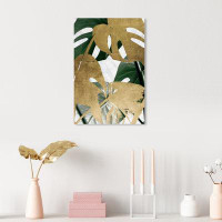 Oliver Gal Golden Plants, Tropical Plants Modern Gold Canvas Wall Art Print For Office