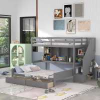 Harriet Bee Glendalys Twin over Full 2 Drawer Standard Bunk Bed with Bookcase by Harriet Bee