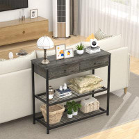 17 Stories Ecoprsio Console Table With Drawers, Grey Sofa Table Entryway Table Narrow Long With Storage Shelves For Entr
