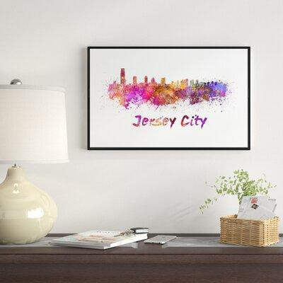 Made in Canada - East Urban Home 'Jersey City Skyline' Framed Painting on Wrapped Canvas in Home Décor & Accents
