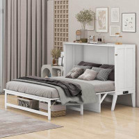 Latitude Run® Queen Size Murphy Bed With Built-In Charging Station And A Shelf