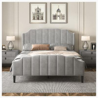Red Barrel Studio Upholstered Platform Bed with Hydraulic Storage System in , Queen in , Grey