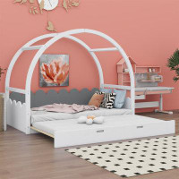 Ivy Bronx Twin Size Stretchable Vaulted Roof Bed, Children's Bed Pine Wood Frame
