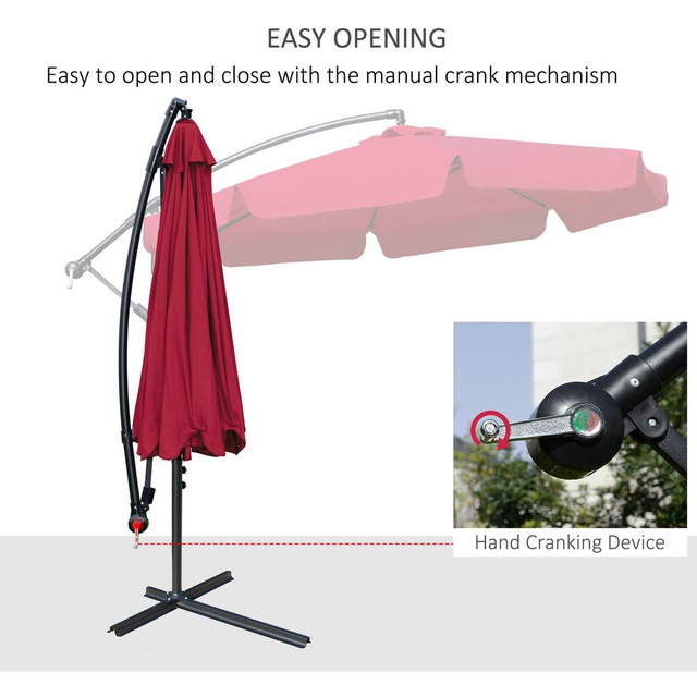 Cantilever Umbrella 8.7' x 8.7' x 8.7' Red in Patio & Garden Furniture - Image 4