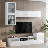 Latitude Run® High Gloss TV Stand With Ample Storage Space 50.6" H x 93" W x 8.6" D