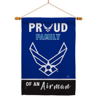 Breeze Decor Proud Family Airman House Flag Set Air Force Armed Forces 28 X40 Inches Double-Sided Decorative Decoration
