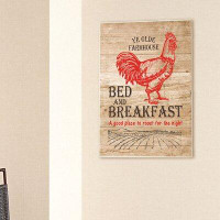 Stupell Industries Bed And Breakfast Red Rooster by Lettered and lined - Picture Frame Textual Art