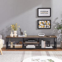 17 Stories Industrial TV Stand For Televisions Up To 80 Inch, 70" Entertainment Center With Open Storage Shelves For Liv