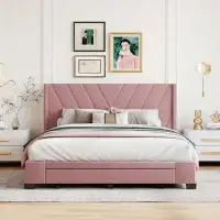 Latitude Run® Linen Upholstered  Platform Bed With 3 Drawers