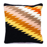 Foundry Select Latitude Run® Handmade Zapotec Lightning Wool And Cotton Cushion Cover