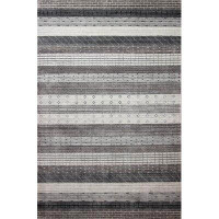 AllModern Brodie Striped Hand-Knotted Grey/Ivory/Black Area Rug