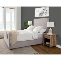 Wade Logan Andrades Hanford Upholstered Bed, Grey Linen, Tall Footboard, Queen Size