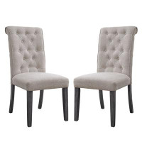 Red Barrel Studio Tufted Fabric Side Chair in Beige