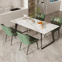 Orren Ellis Table simple matte rock plate modern home dining table table and chair combination