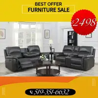 Black Leather Recliner Set! Reclining Furniture Sale!!