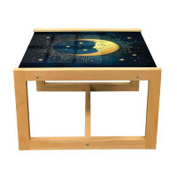 East Urban Home East Urban Home Celestial Coffee Table, Crescent And Antique Style Rays, Acrylic Glass Centre Table With