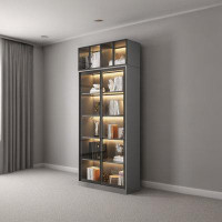 Orren Ellis Sliding Door Bookcase Display Case With Glass Door Bookcase_6_6