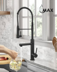 Matte Black Chef Style Kitchen Faucet Pre-Rinse Spring Spout 24 With Pot Filler Pull-Down Two Function