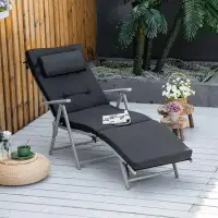 Outsunny Outdoor Chaise Lounge Chair with Folding Design Black