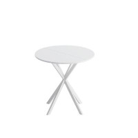 George Oliver '' Modern Round Dining Table With Crossed Legs, White Occasional Table, Two-piece Detachable Top, Matte Fi