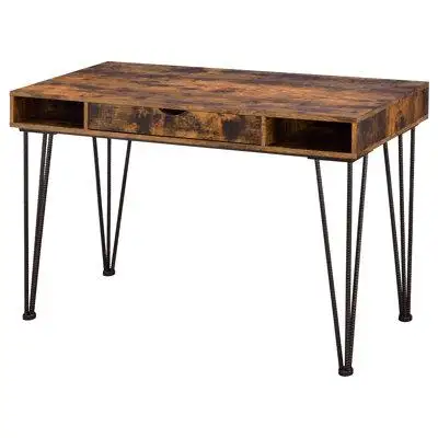 This elegant industrial style writing desk is a splendid addition the home or commercial office. It...