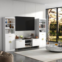 MoonQuake Modern Multimedia Center With Integrated TV Stand And Dual Bookcases - 116.2" Wide