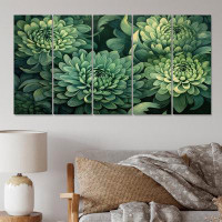 Winston Porter Green Mums In Bloom - Floral Canvas Print - 5 Equal Panels