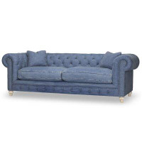 Rosdorf Park Maddux 96" Rolled Arm Chesterfield Sofa with Reversible Cushions