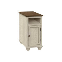 Charlton Home Accent Table, End, Bedroom, Narrow, Lamp, Storage, Antique White Veneer