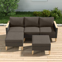 Ebern Designs Onawa 92.71" Wide Outdoor Wicker Reversible Patio Sectional with Cushions