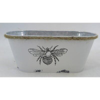 Ophelia & Co. White With Bee Design And Rope Accent Planter