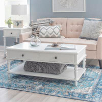 Birch Lane™ Coffee Table With 2 Drawers And Turned Legs, White