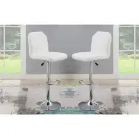 Wenty Adjustable Bar Stool Chair Faux Leather Clean Lines Seat Chrome Base Modern Set Of 2 Chairs / Bar Stool Dining Kit