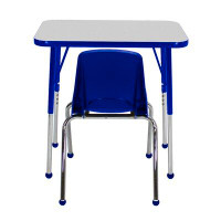 Factory Direct Partners Standard Leg 18 X 30" Rectangle T-Mould Adjustable Activity Table With 14" Stack Chair With Ball