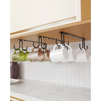 Rubbermaid Mug Hooks Under Cabinet 3 Pack, Coffee Cup Hooks For Hanging Under Shelf, Mug Organizer Rack With 12 Hooks Fo